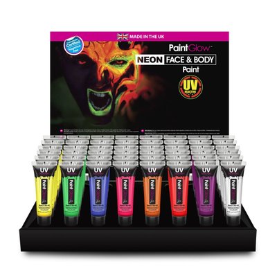Peinture corps et visage UV Paintglow en tubes 60 x 13 ml